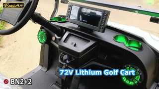 Kereta golf listrik ketinggian tinggi BN2+2 berwarna putih, dilengkapi dengan baterai lithium 72V