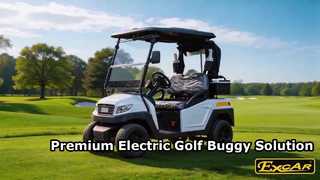 M1S2 White EXCAR 2 Seater Kereta Golf Buggy Listrik Kecil Dengan Showcase Kaca Depan PC